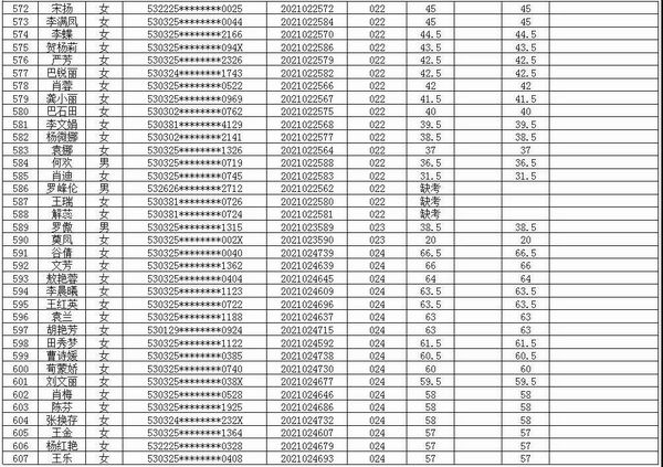 富源县中医医院医共体2021年招聘编外专业技术人员考试笔试成绩公示(图17)